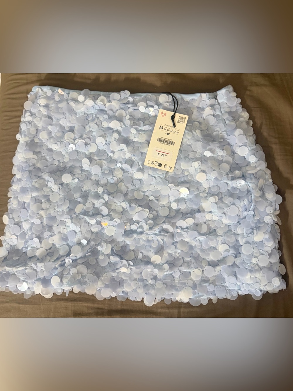 Zara Light Blue Sequin Mini Skirt
